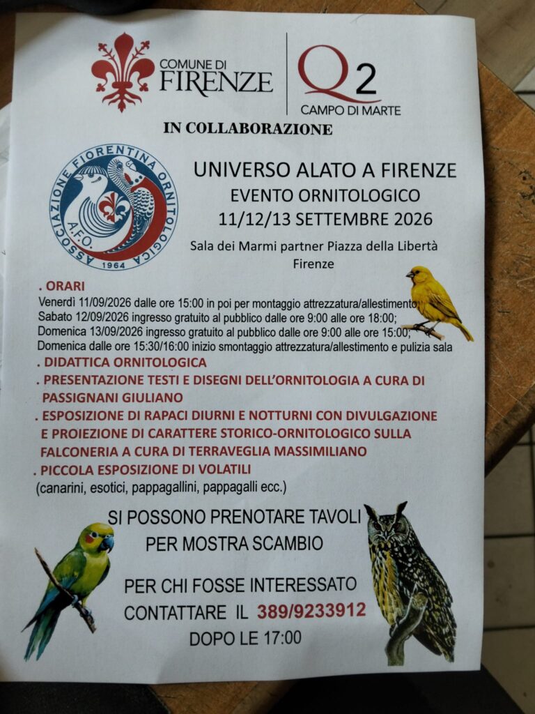 Universo Alato: a Firenze tre giorni di eventi e mostre dedicate all’ornitologia