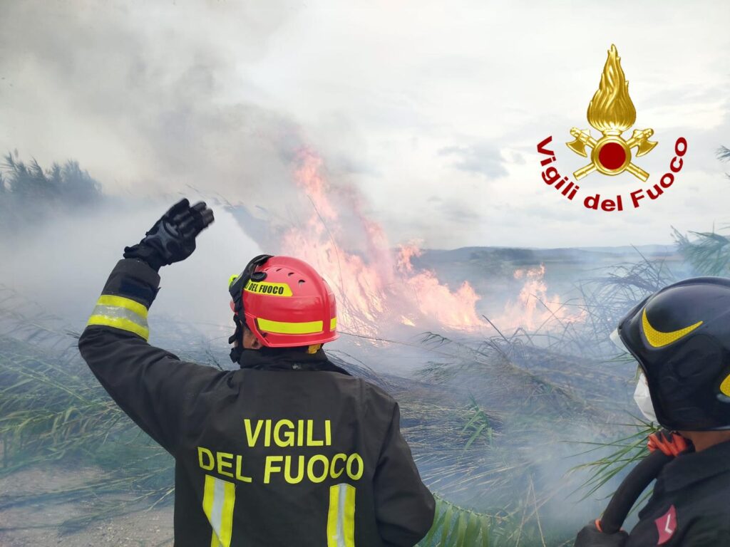 Grosseto: incendio in un canneto sulla provinciale 108, fiamme minacciano una casa